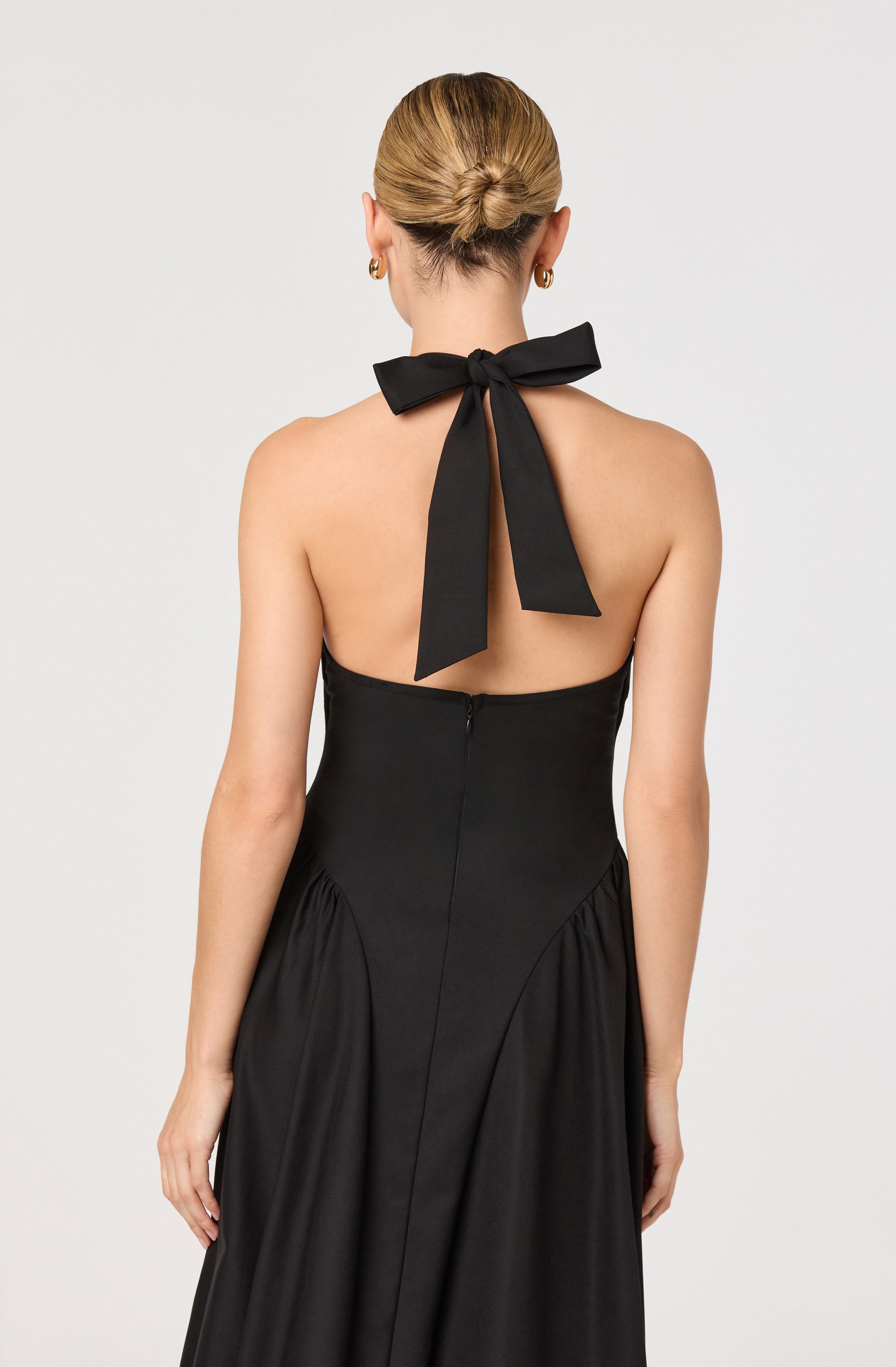 Meana Halter Plunge Drop-Waist Midi Dress