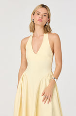 Meana Halter Plunge Drop-Waist Midi Dress
