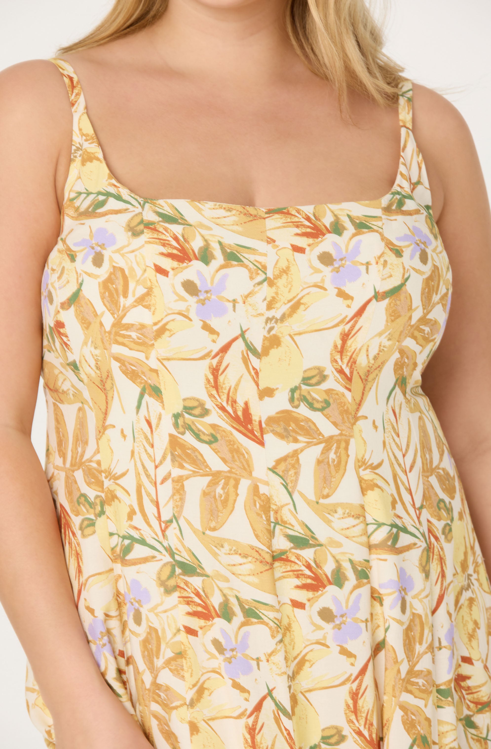 Jaleyah Paneled Flare Floral Midi Dress