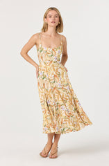 Jaleyah Paneled Flare Floral Midi Dress