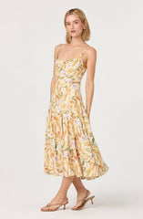 Jaleyah Paneled Flare Floral Midi Dress