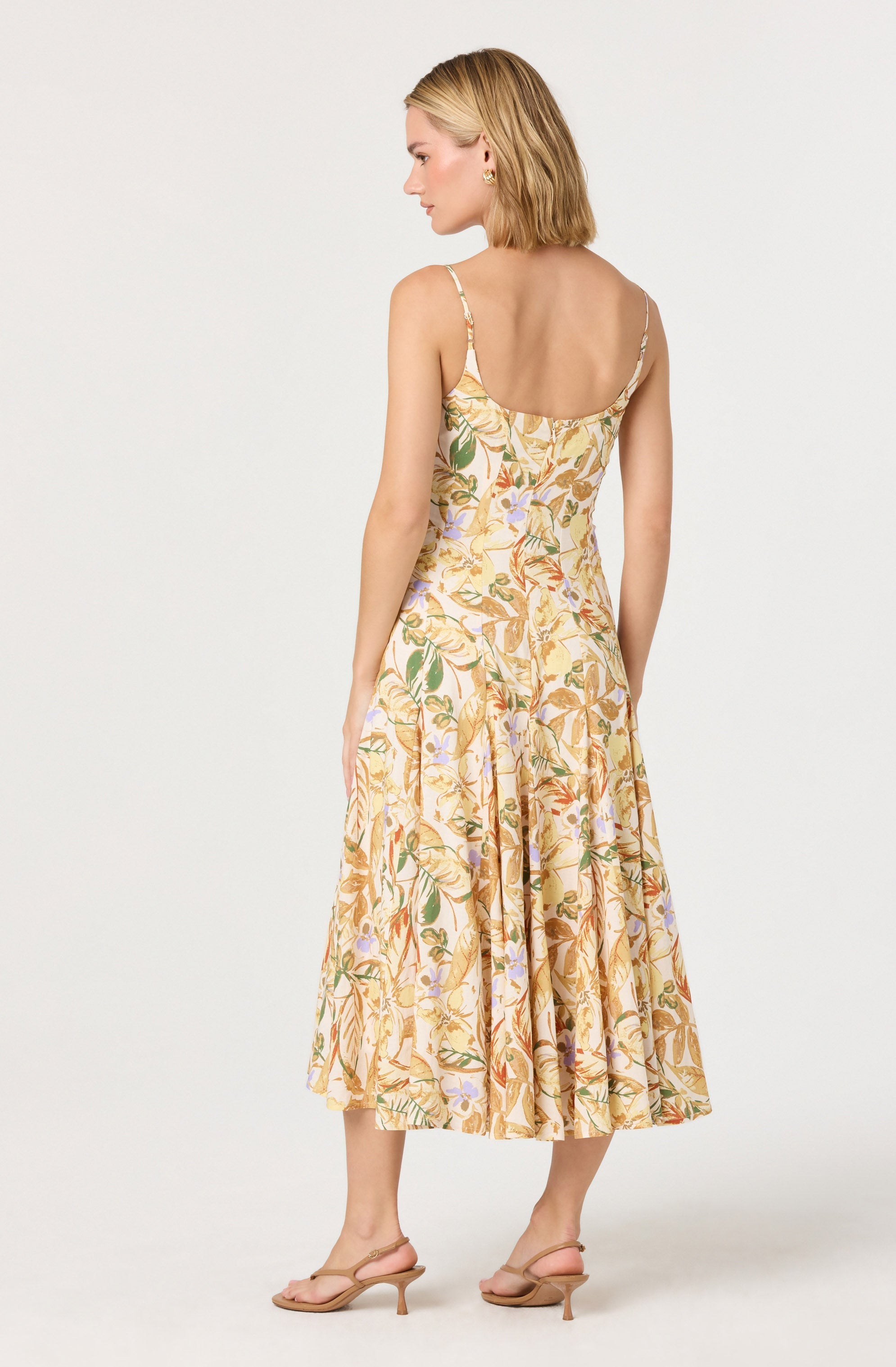 Jaleyah Paneled Flare Floral Midi Dress