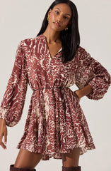 Marisela Belted V-Neck Mini Dress