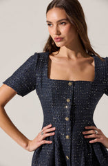 Janel Tweed Mini Skater Dress
