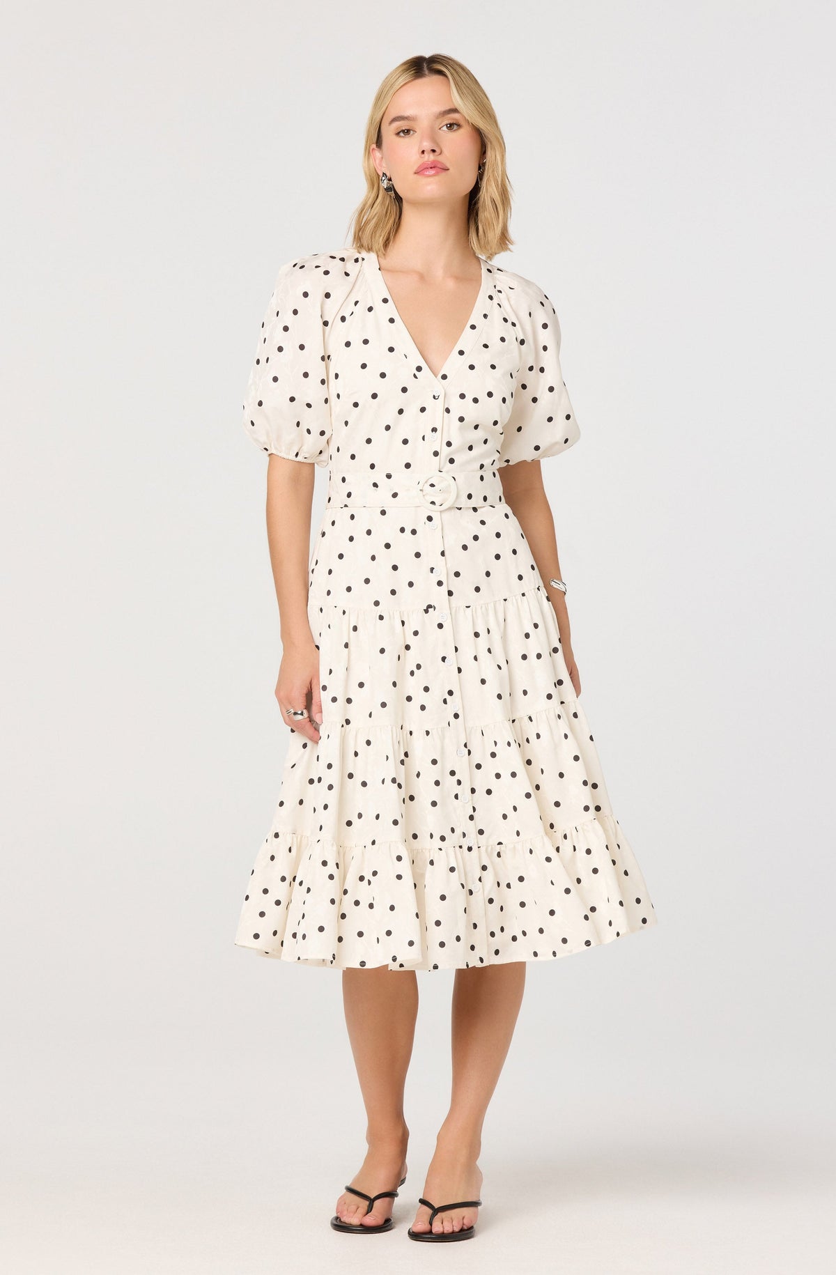 Minnie Polka Dot Tiered Midi Dress
