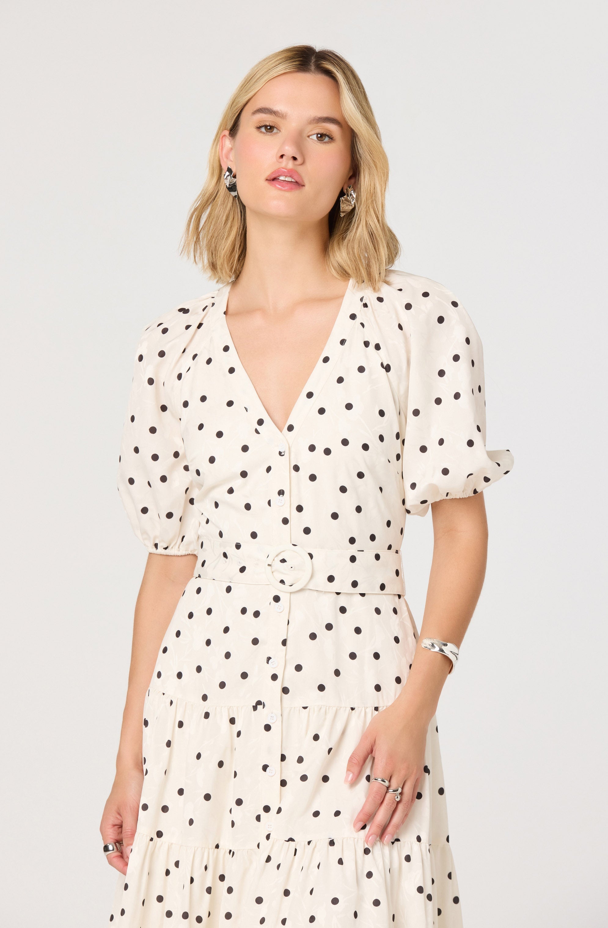 Minnie Polka Dot Tiered Midi Dress