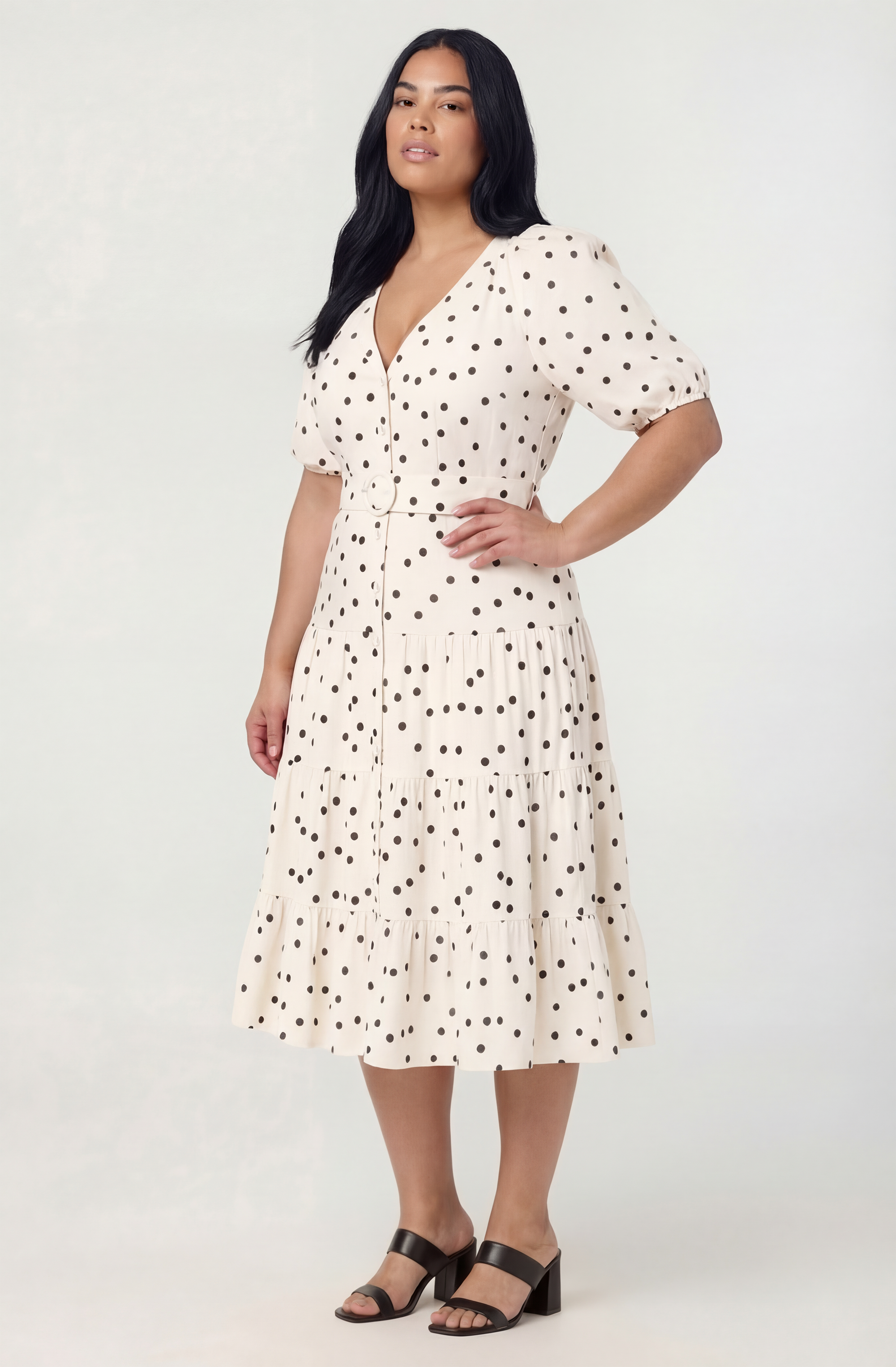 Minnie Polka Dot Tiered Midi Dress