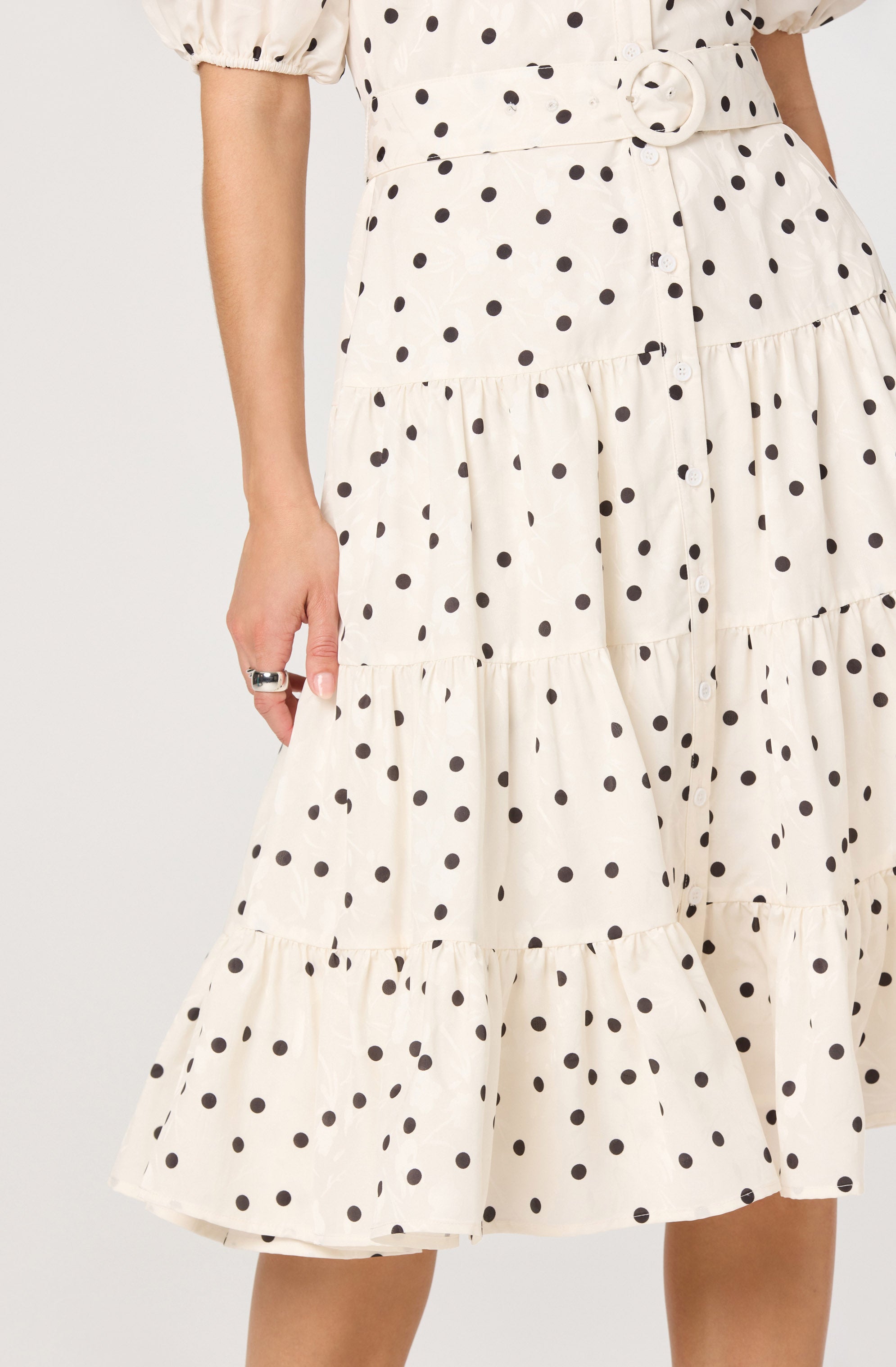 Minnie Polka Dot Tiered Midi Dress