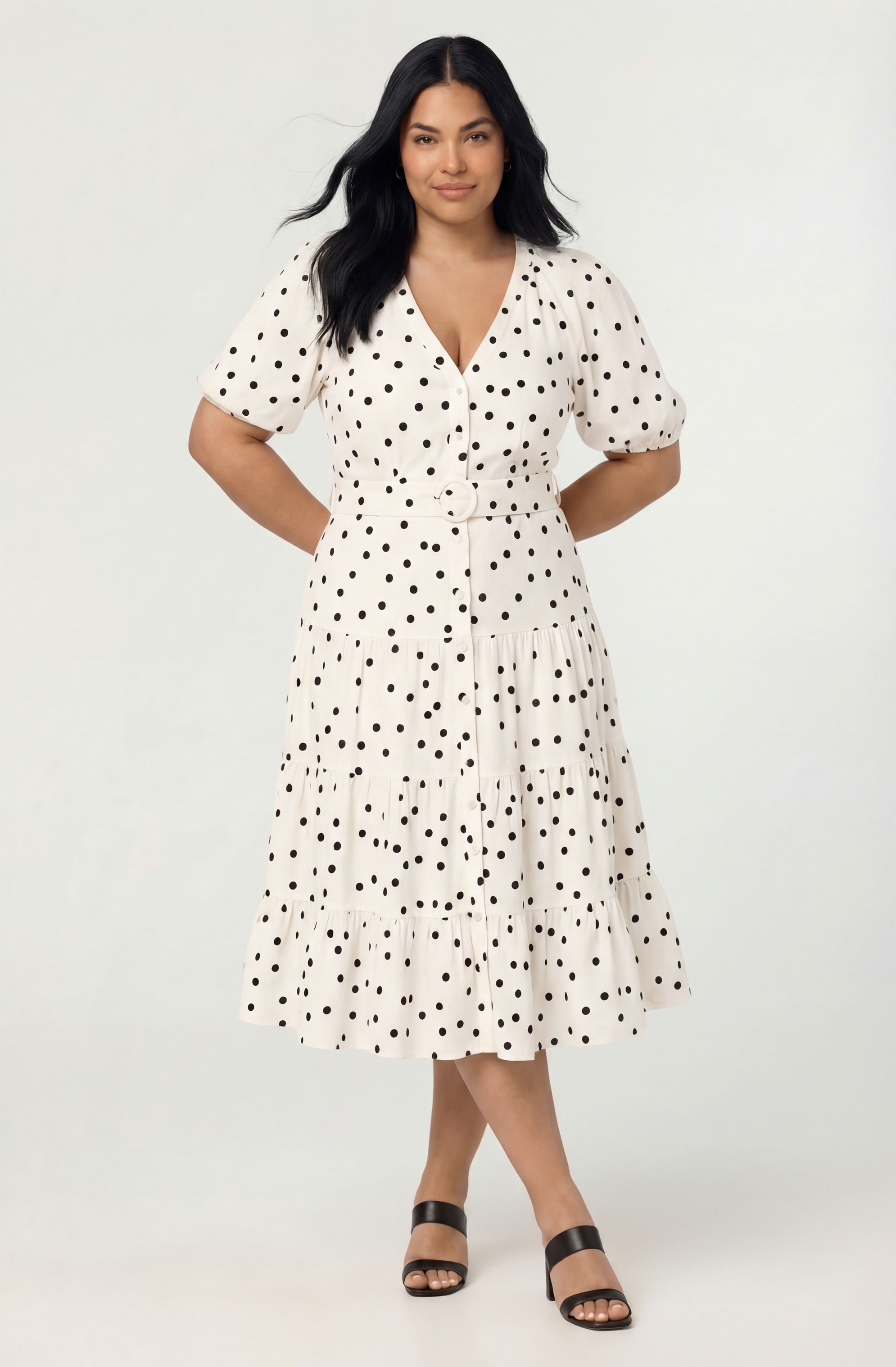 Minnie Polka Dot Tiered Midi Dress