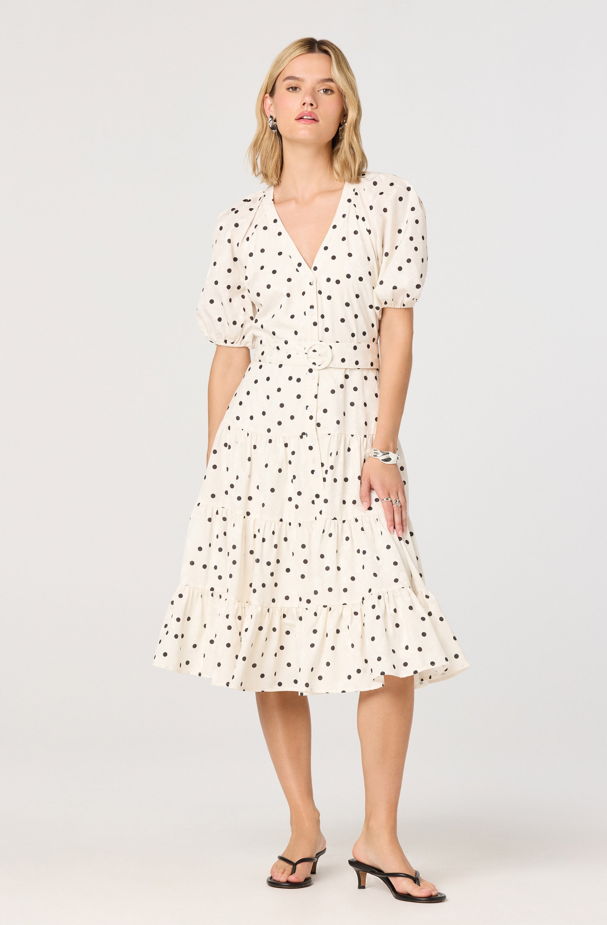 Minnie Polka Dot Tiered Midi Dress