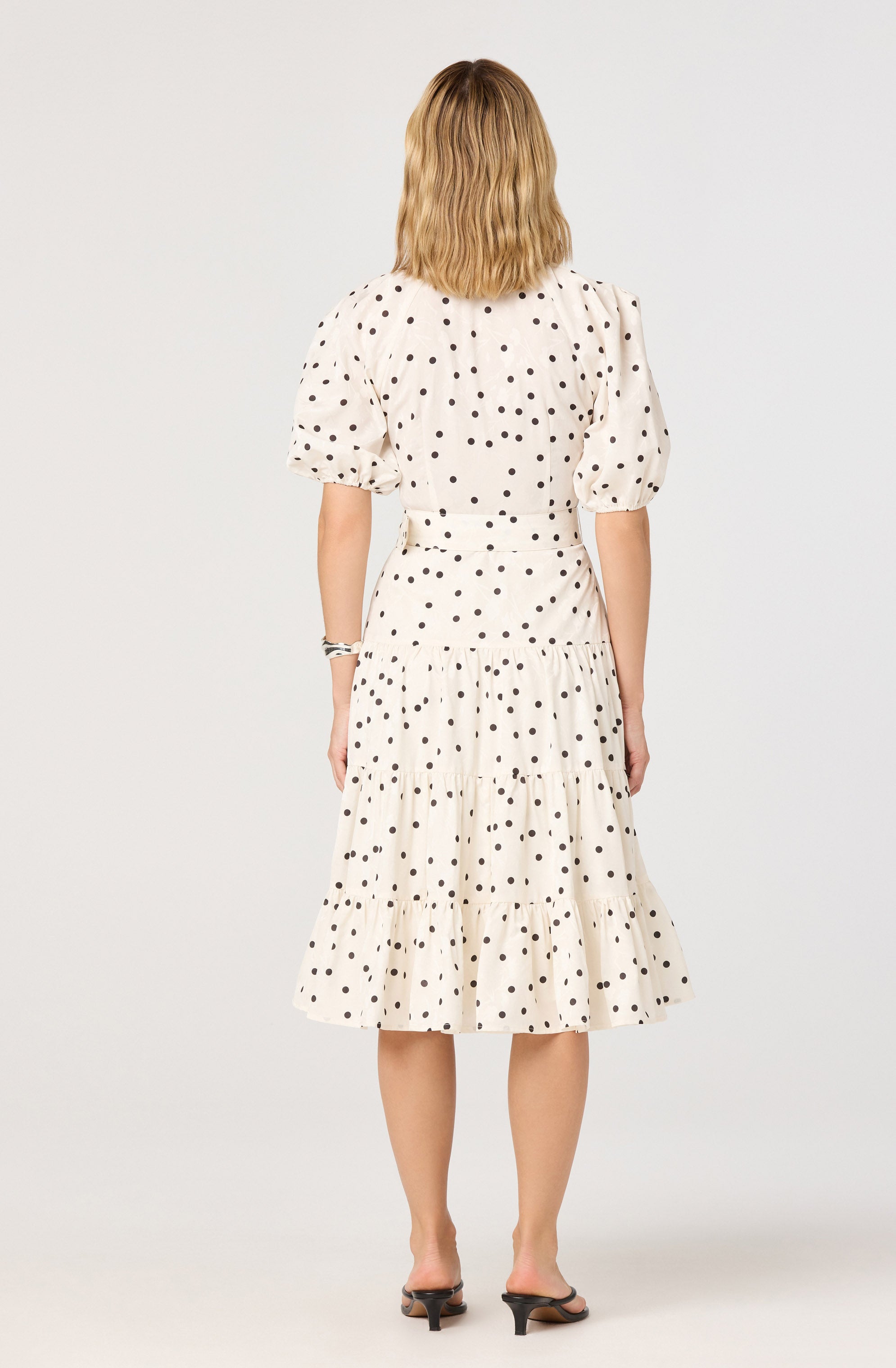 Minnie Polka Dot Tiered Midi Dress