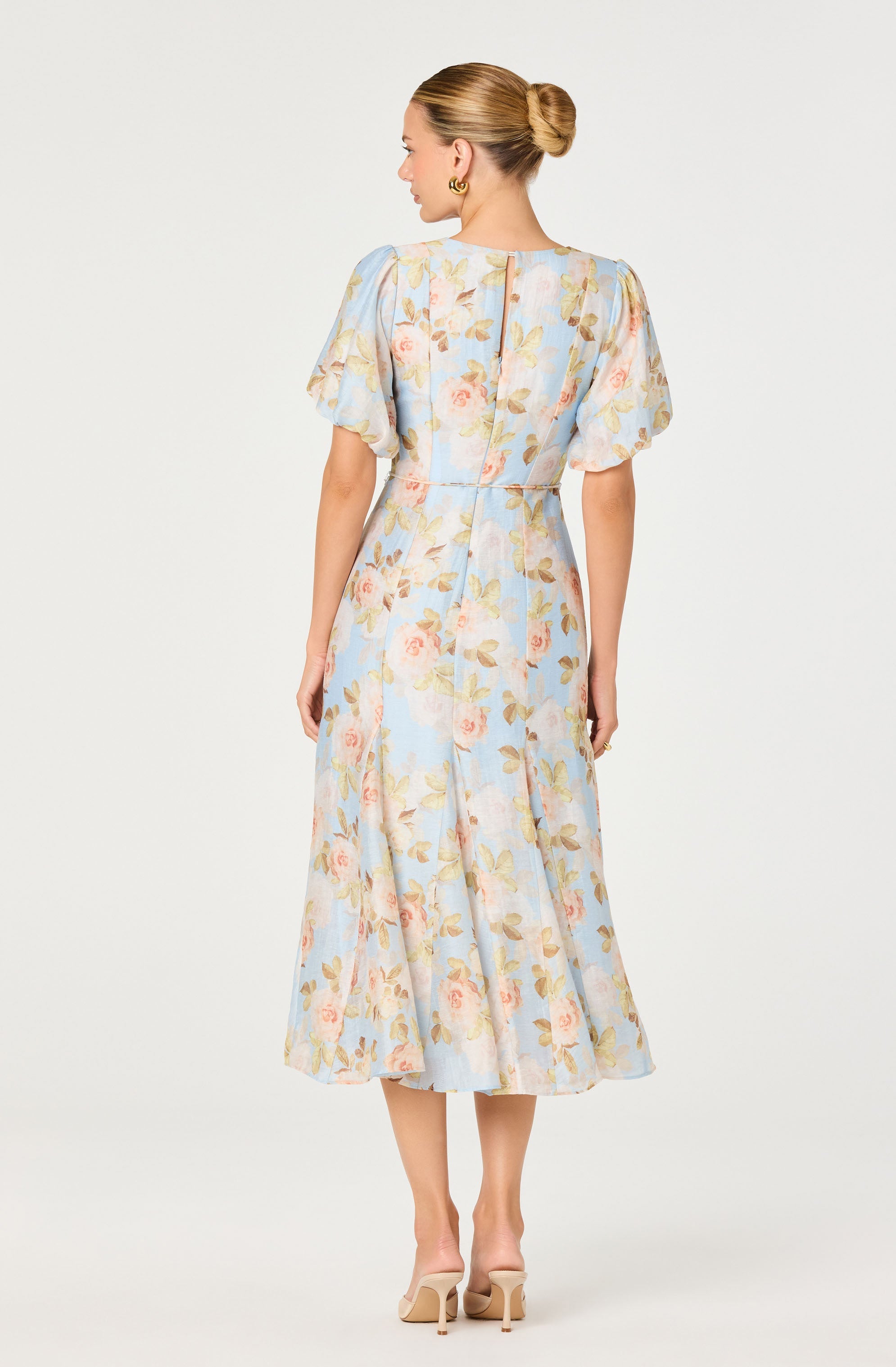 Lavena Floral Balloon Sleeve Midi Dress
