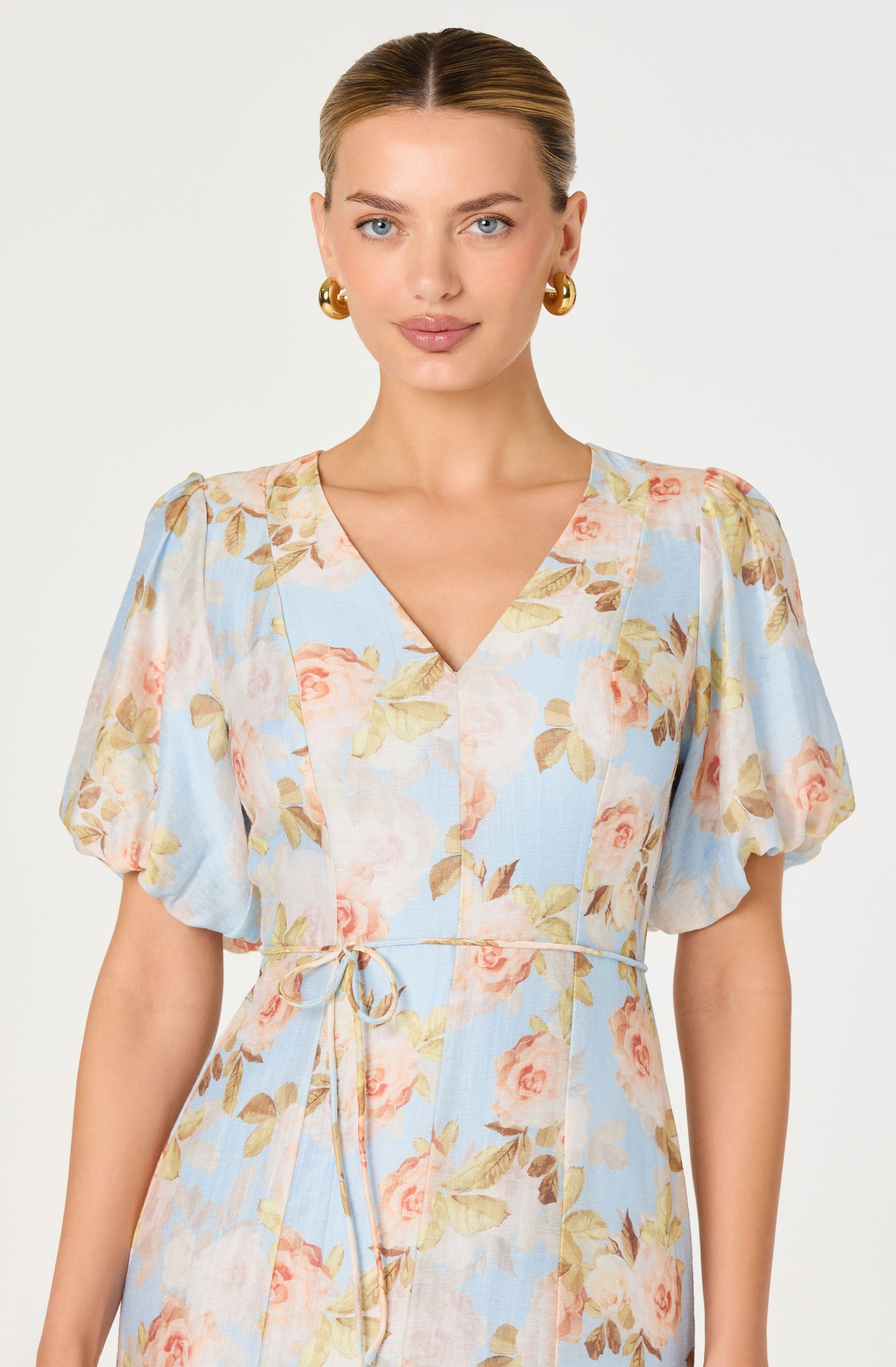 Lavena Floral Balloon Sleeve Midi Dress