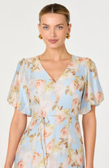 Lavena Floral Balloon Sleeve Midi Dress
