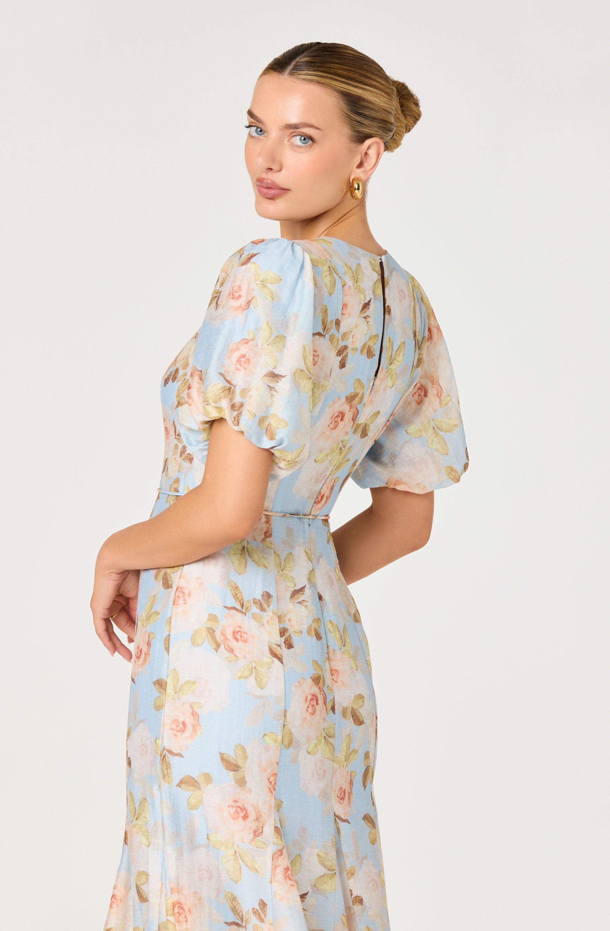 Lavena Floral Balloon Sleeve Midi Dress
