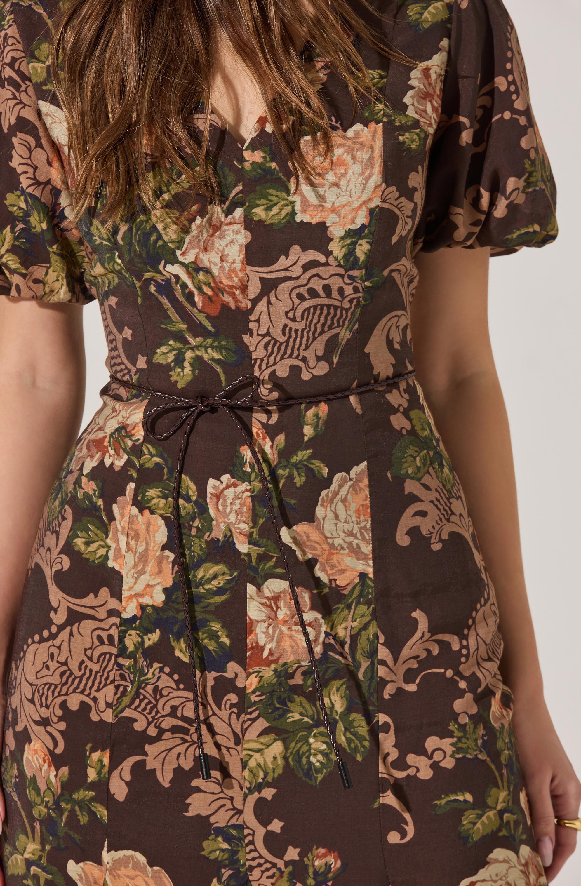 Lavena V-Neck Puff Sleeve Midi Dress