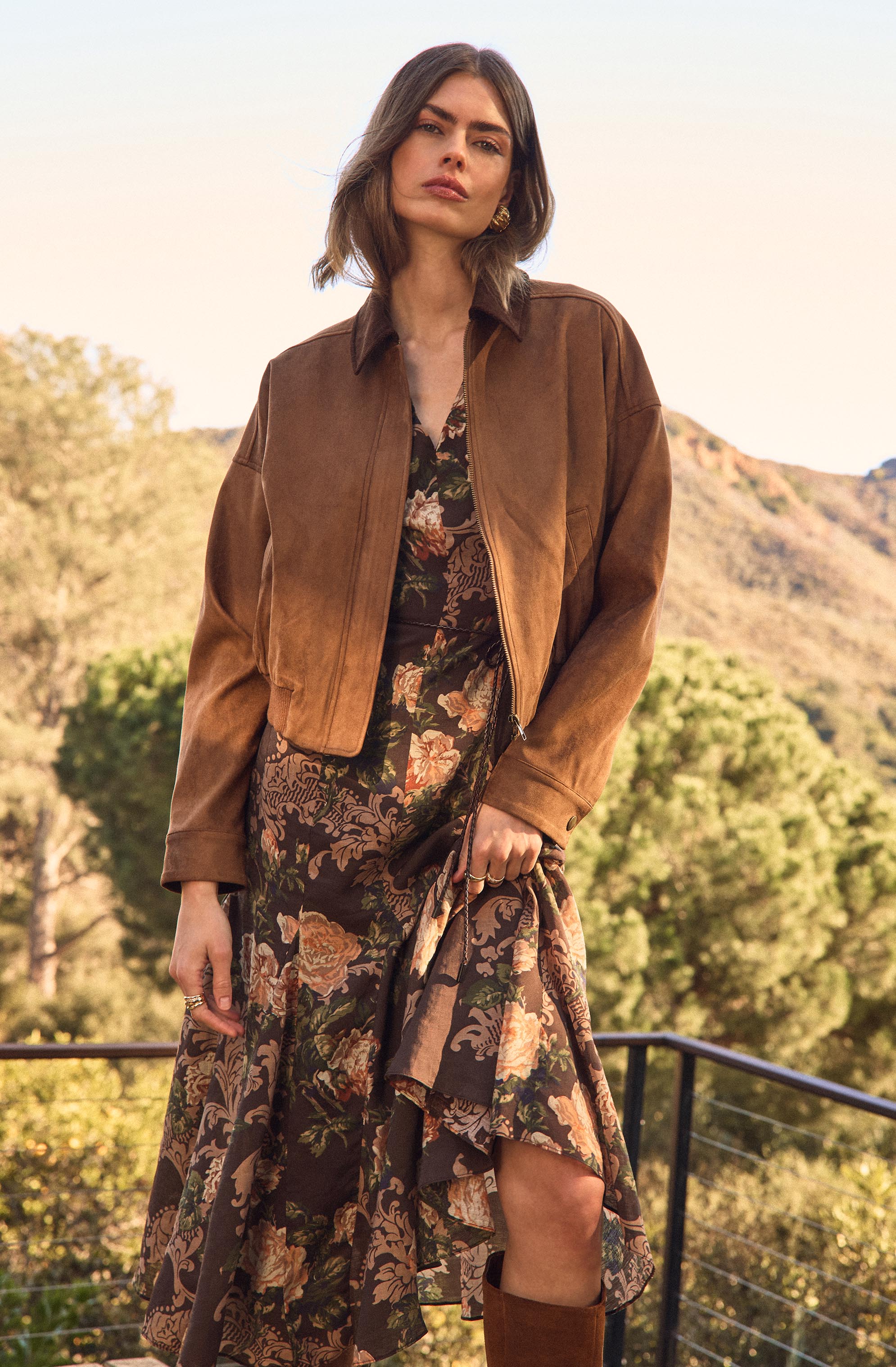 Lavena V-Neck Puff Sleeve Midi Dress