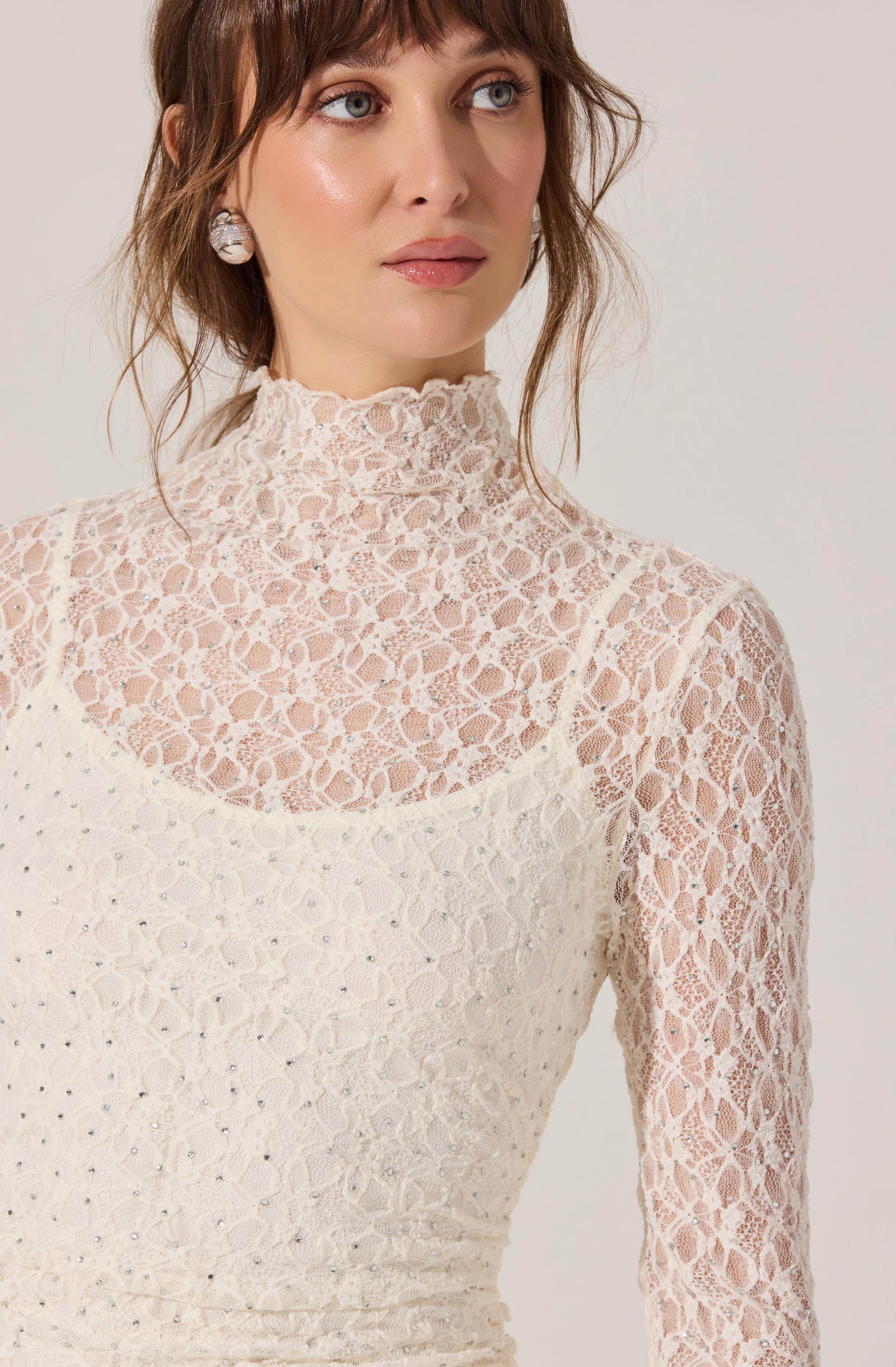 Kourtney Rhinestone Lace Mini Dress