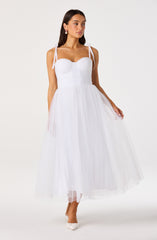 Karyme Polka Dot Tulle Midi Dress