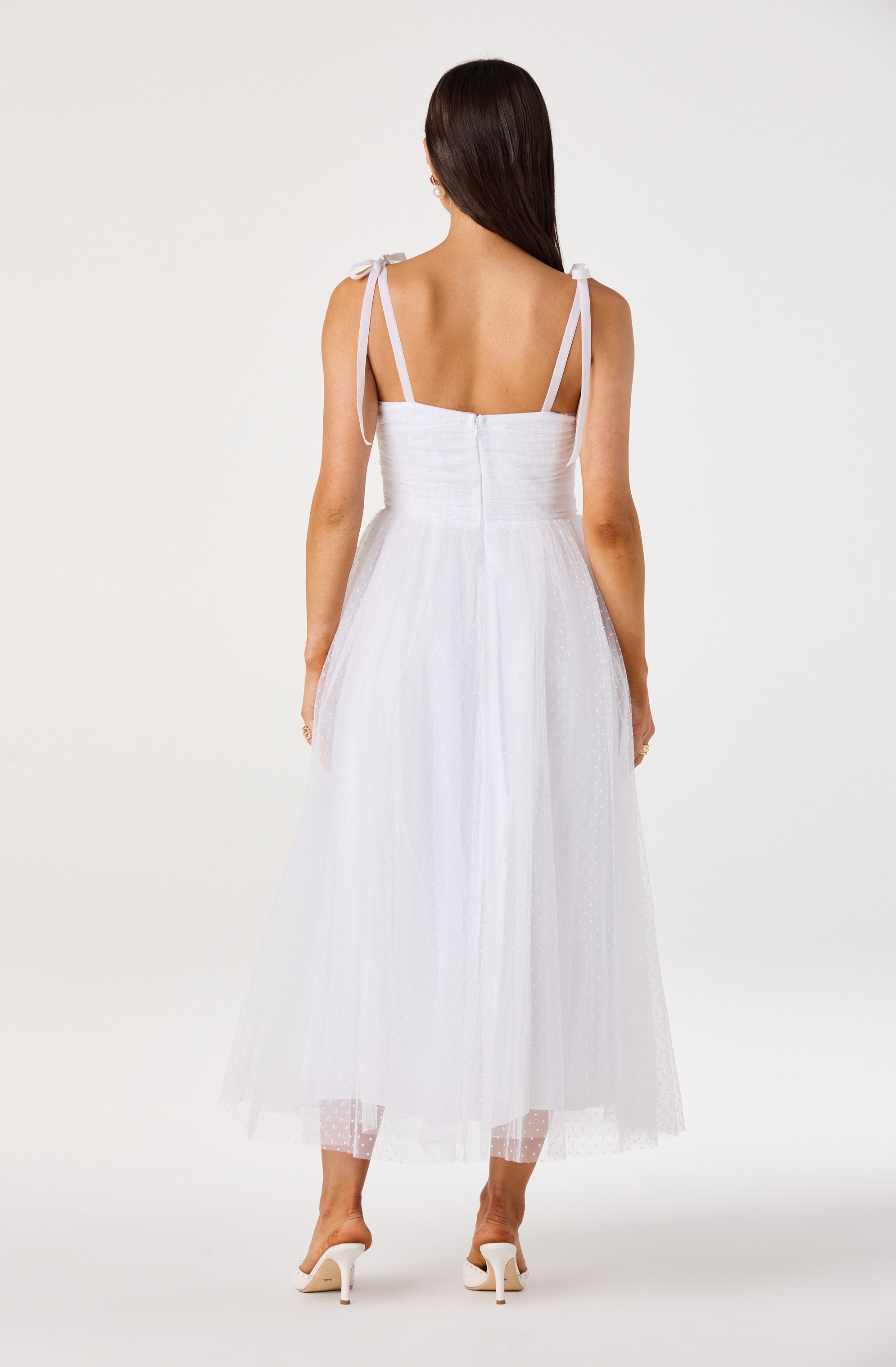 Karyme Polka Dot Tulle Midi Dress
