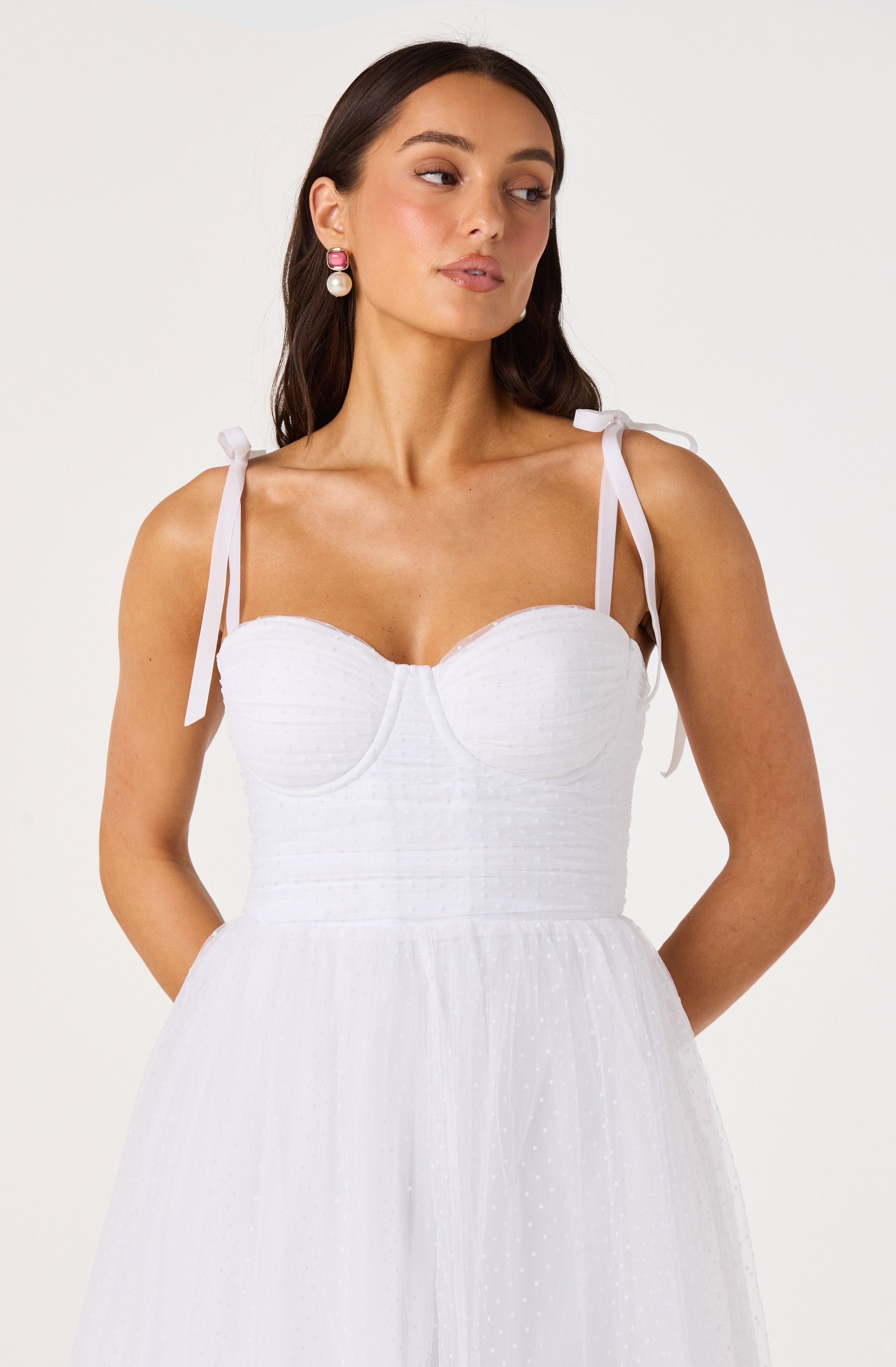 Karyme Polka Dot Tulle Midi Dress
