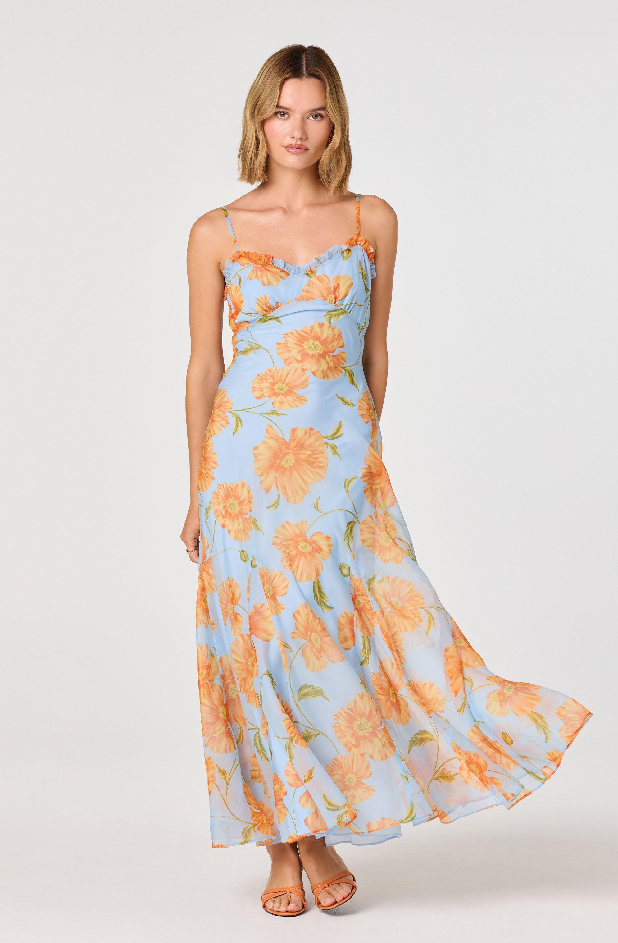 Maeryn Plaid Ruffle Trim Maxi Dress