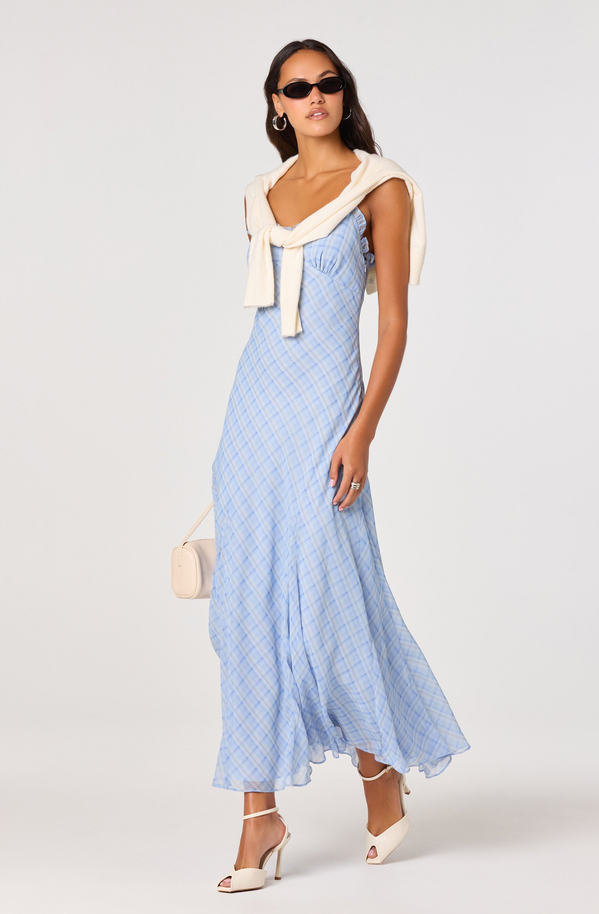 Maeryn Plaid Ruffle Trim Maxi Dress