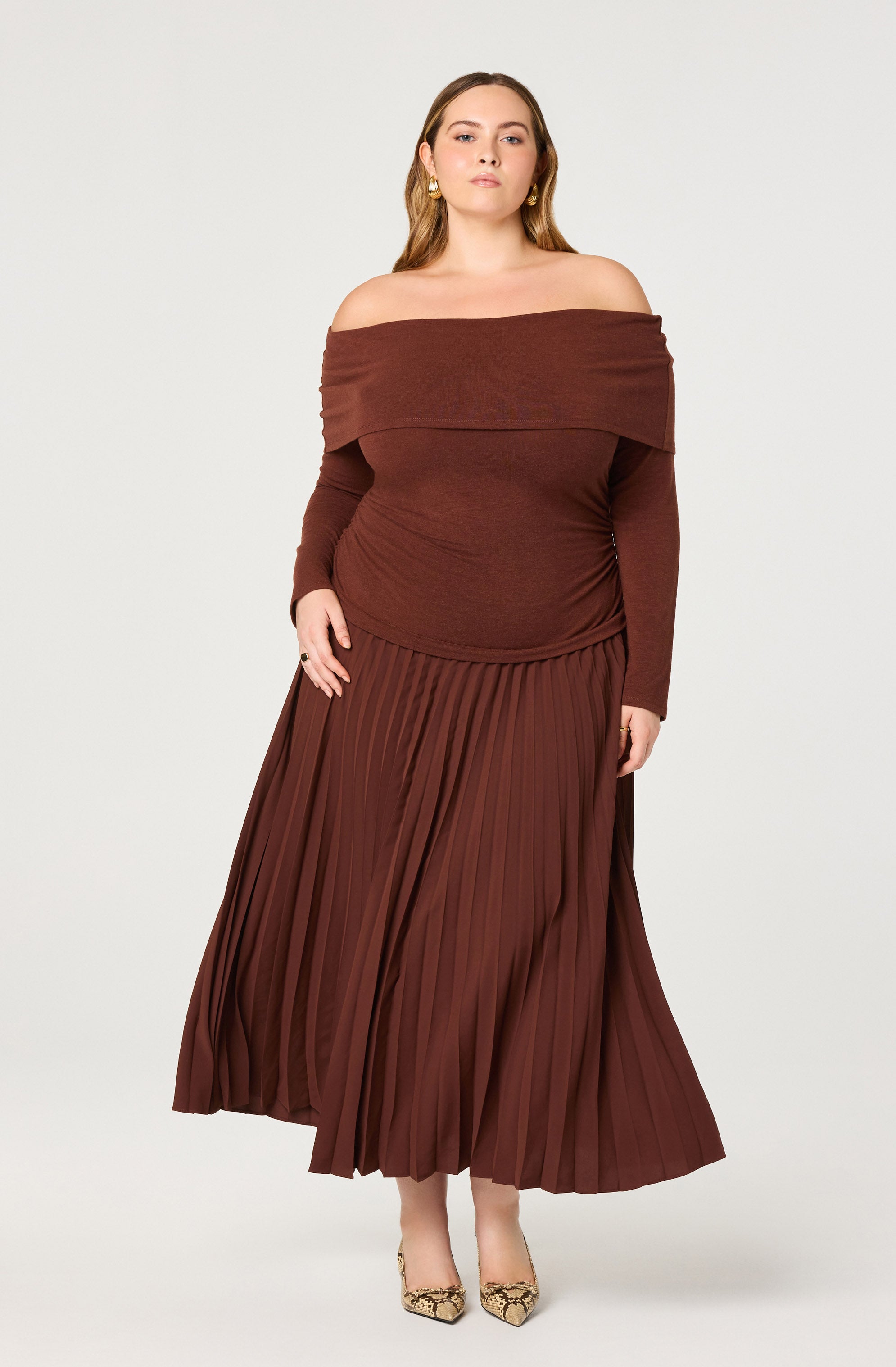 Tanaia Pleated Mixed Media Maxi Dress
