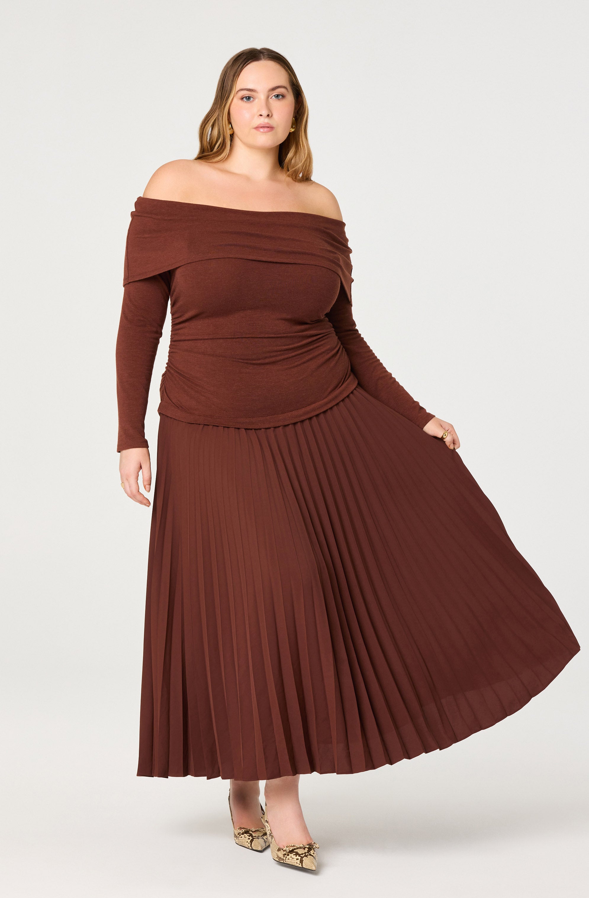 Tanaia Pleated Mixed Media Maxi Dress