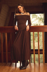 Tanaia Pleated Mixed Media Maxi Dress