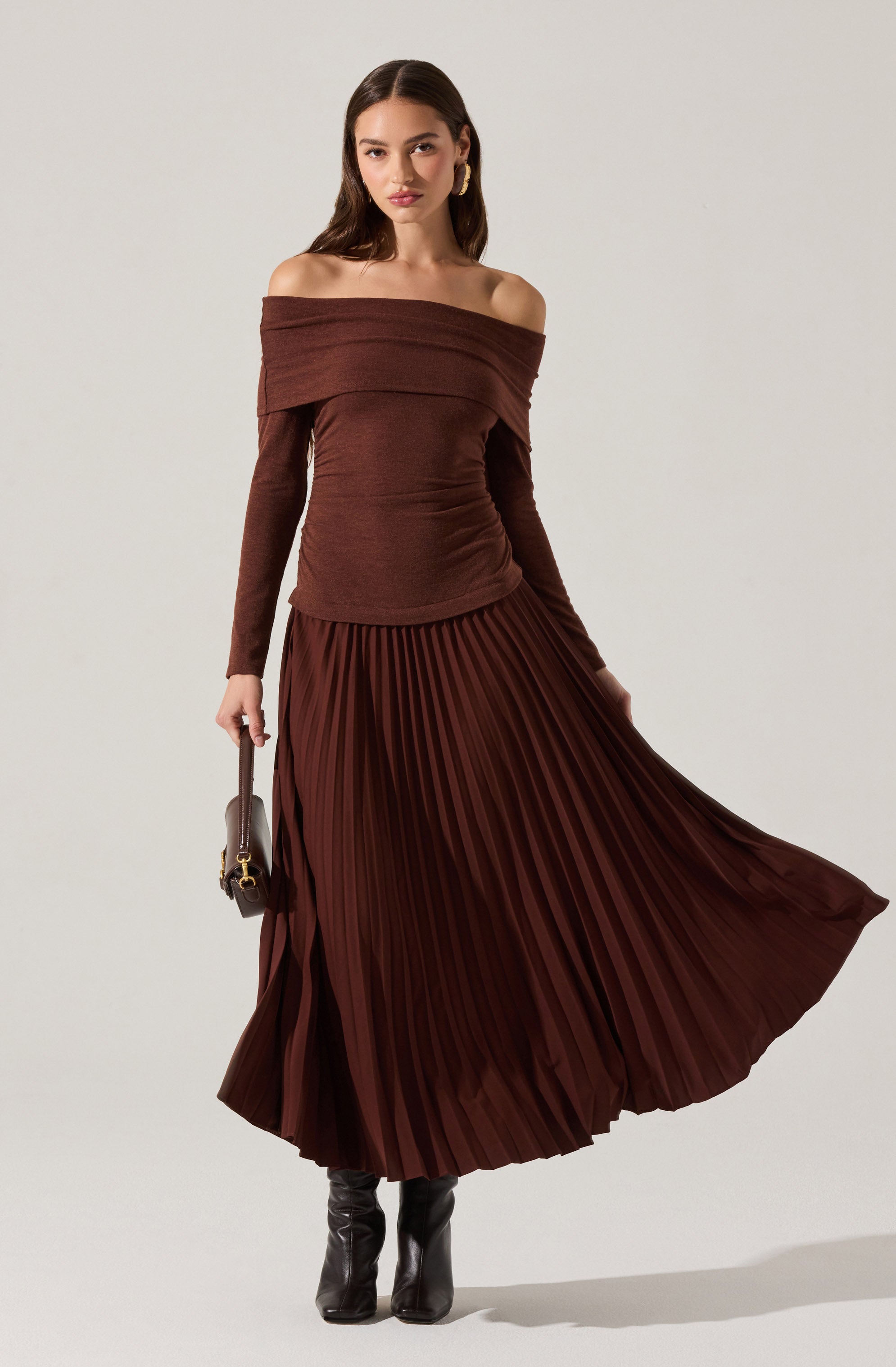 Tanaia Pleated Mixed Media Maxi Dress