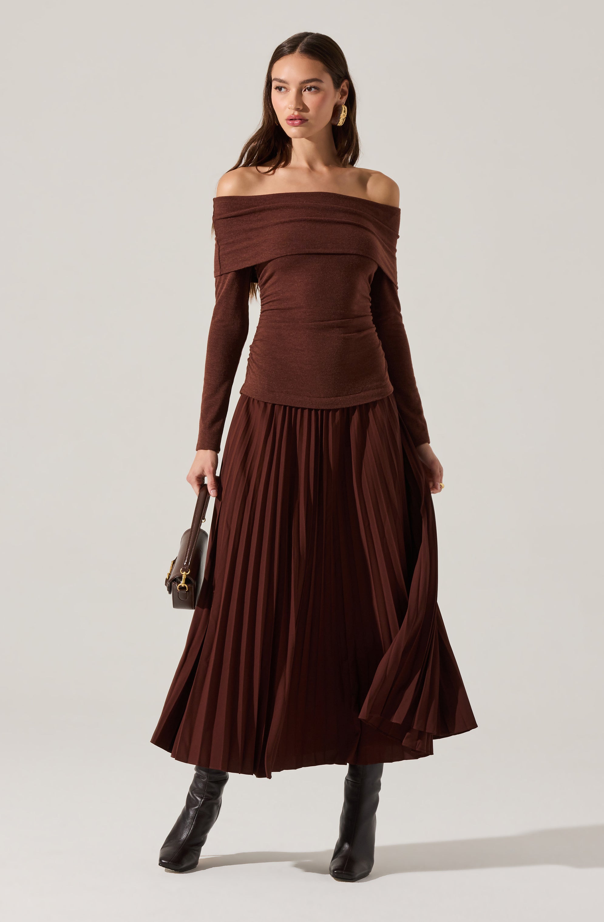Tanaia Pleated Mixed Media Maxi Dress