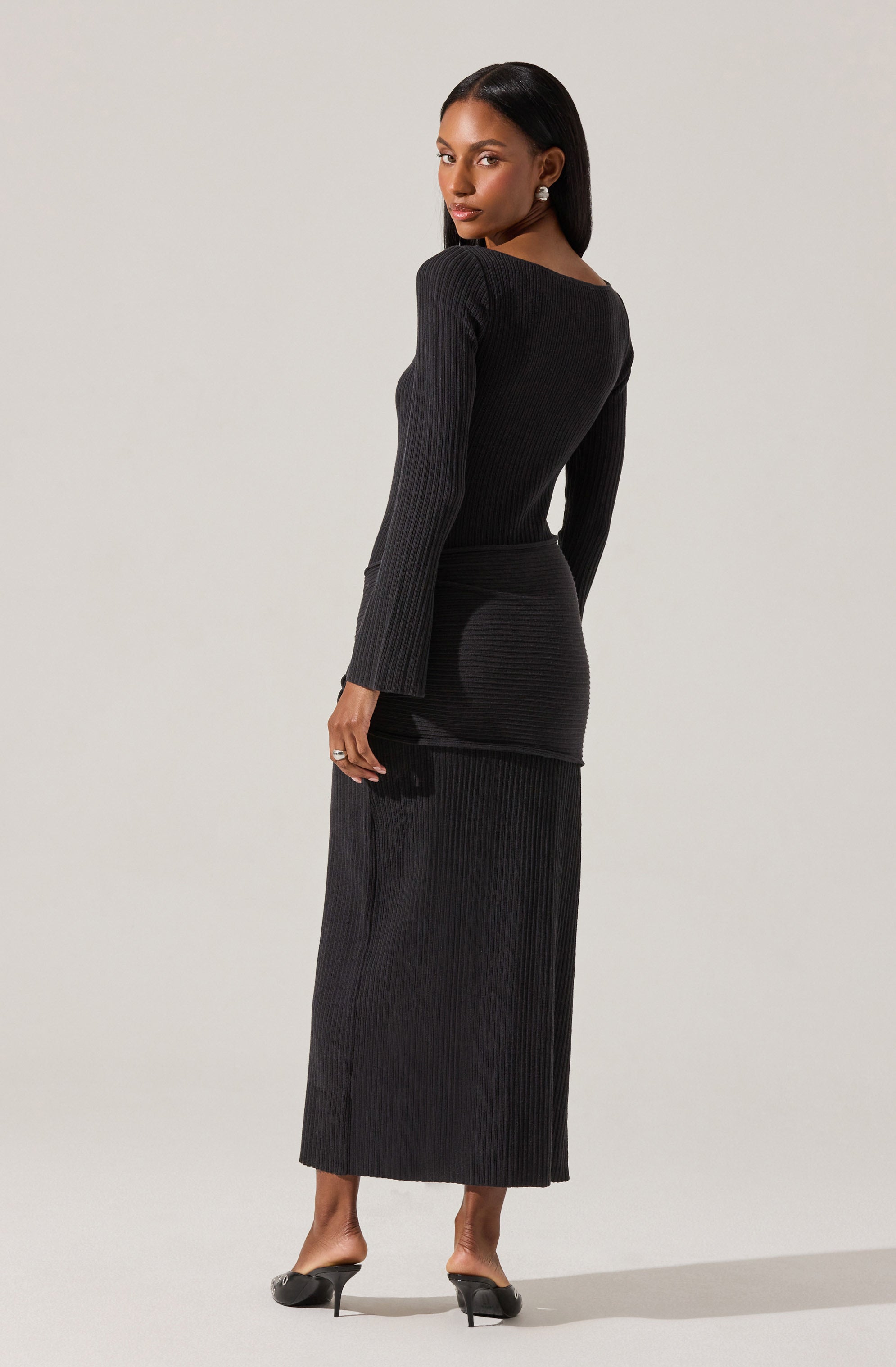 Arwyn Ribbed Layered Midi Sweater Dress