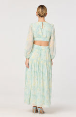 Klarissa Floral Cutout Balloon Sleeve Maxi Dress
