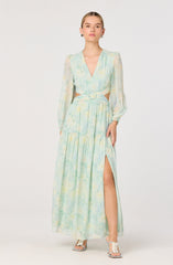 Klarissa Floral Cutout Balloon Sleeve Maxi Dress