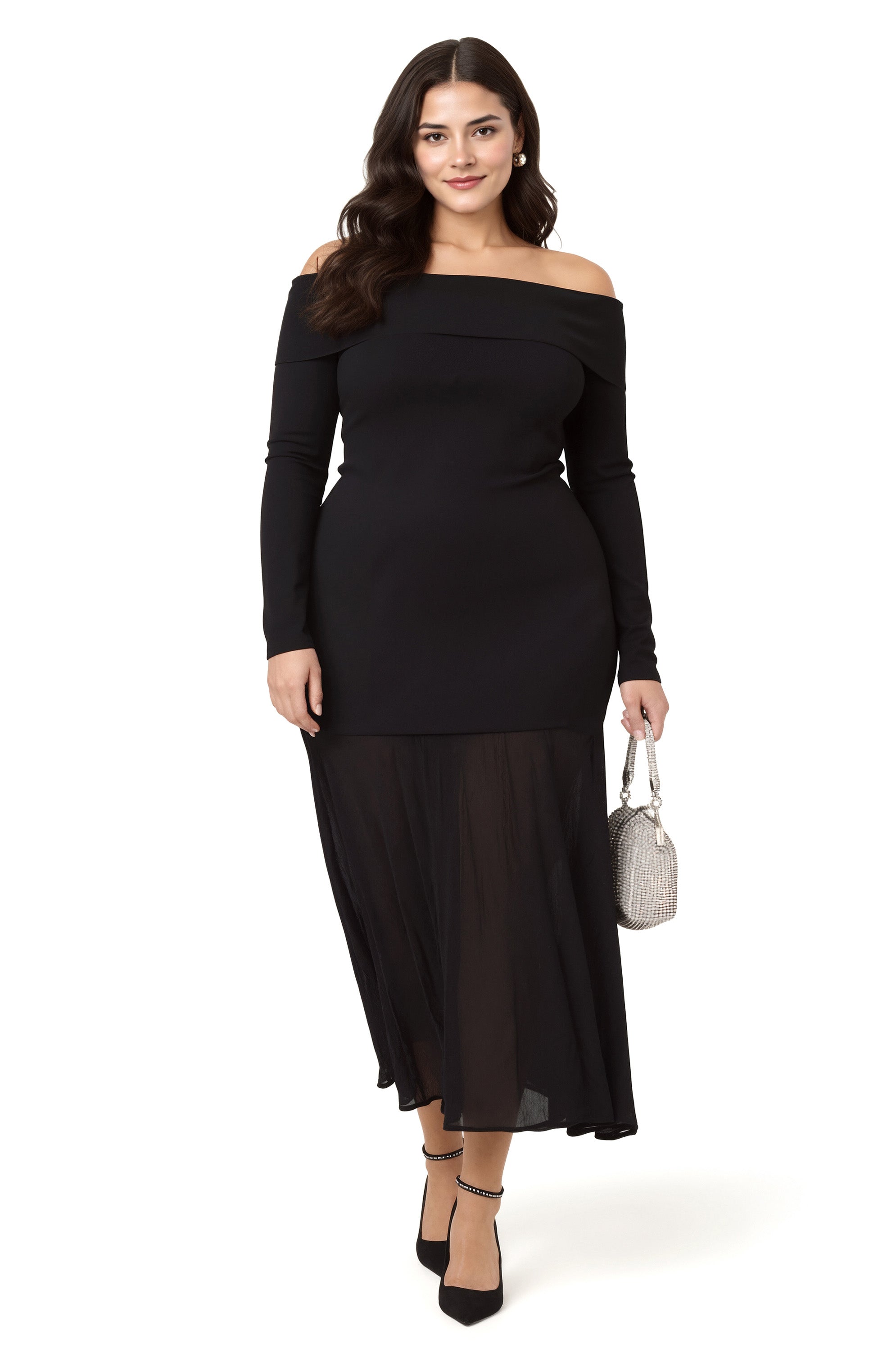 Lidia Off-Shoulder Pleated Midi Dress