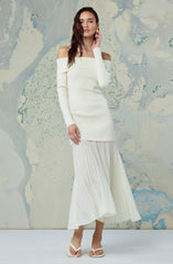Lidia Off-Shoulder Pleated Midi Dress