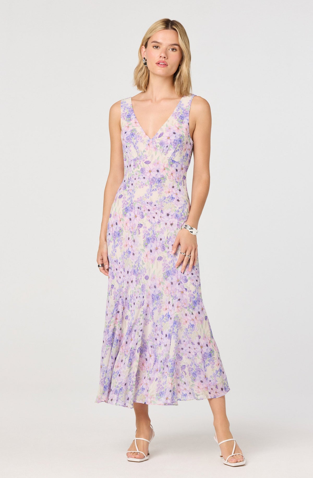 Symone Floral Godet Midi Dress
