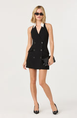 Perah Halter Tuxedo Mini Dress