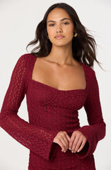 Tamia Floral Lace Bustier Midi Dress