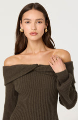 Tilde Off Shoulder Midi Sweater Dress