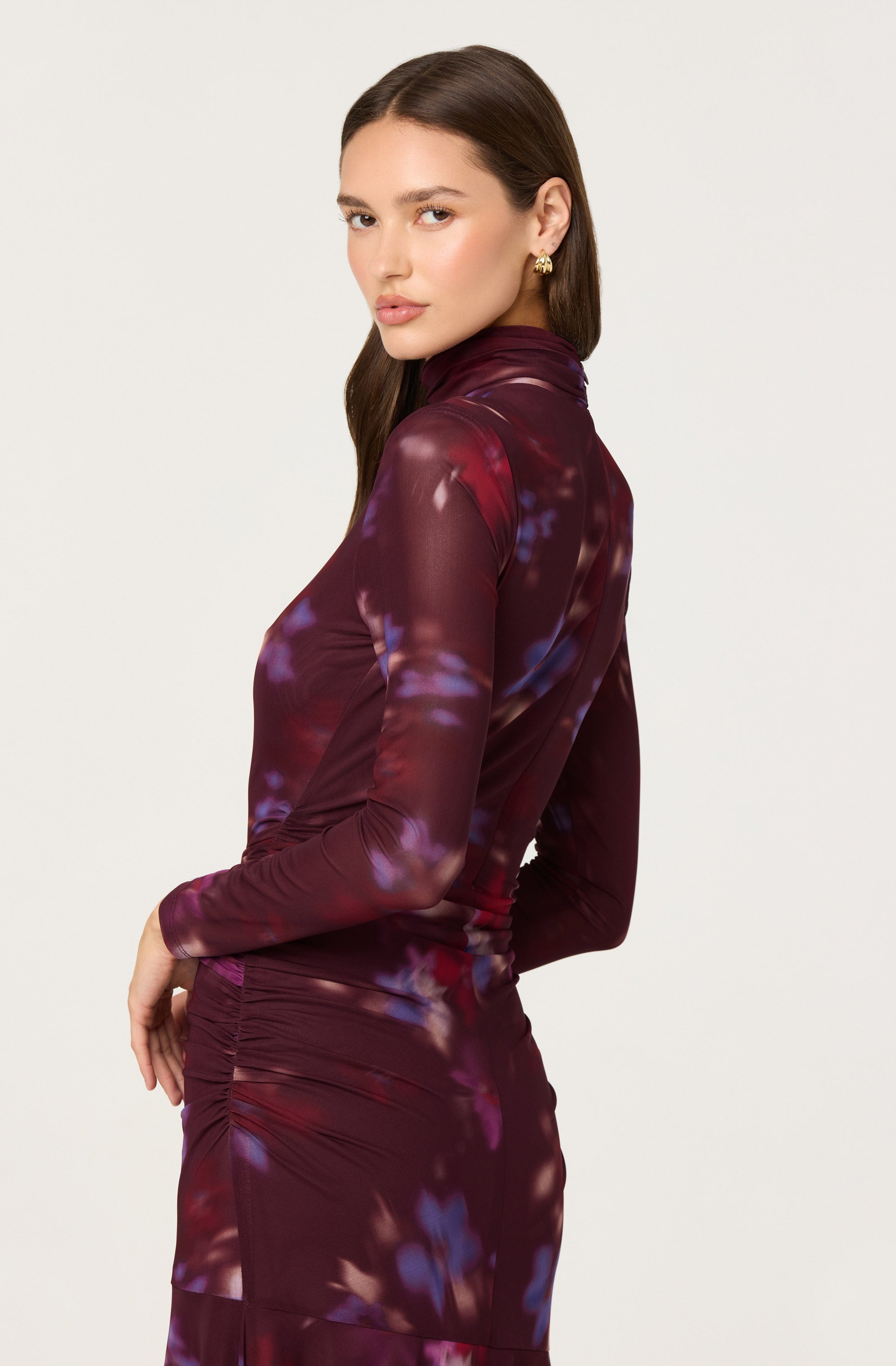 Aubriella Floral Mesh Midi Dress