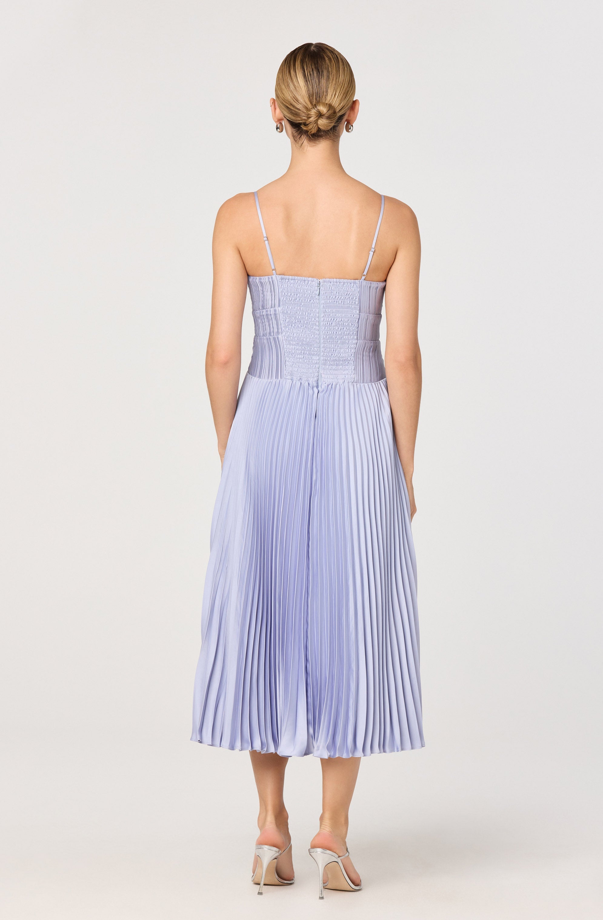 Shionagh Satin Bow-Detail Pleated Midi Dress