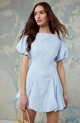 Kattie Puff Sleeve Bubble Hem Mini Dress
