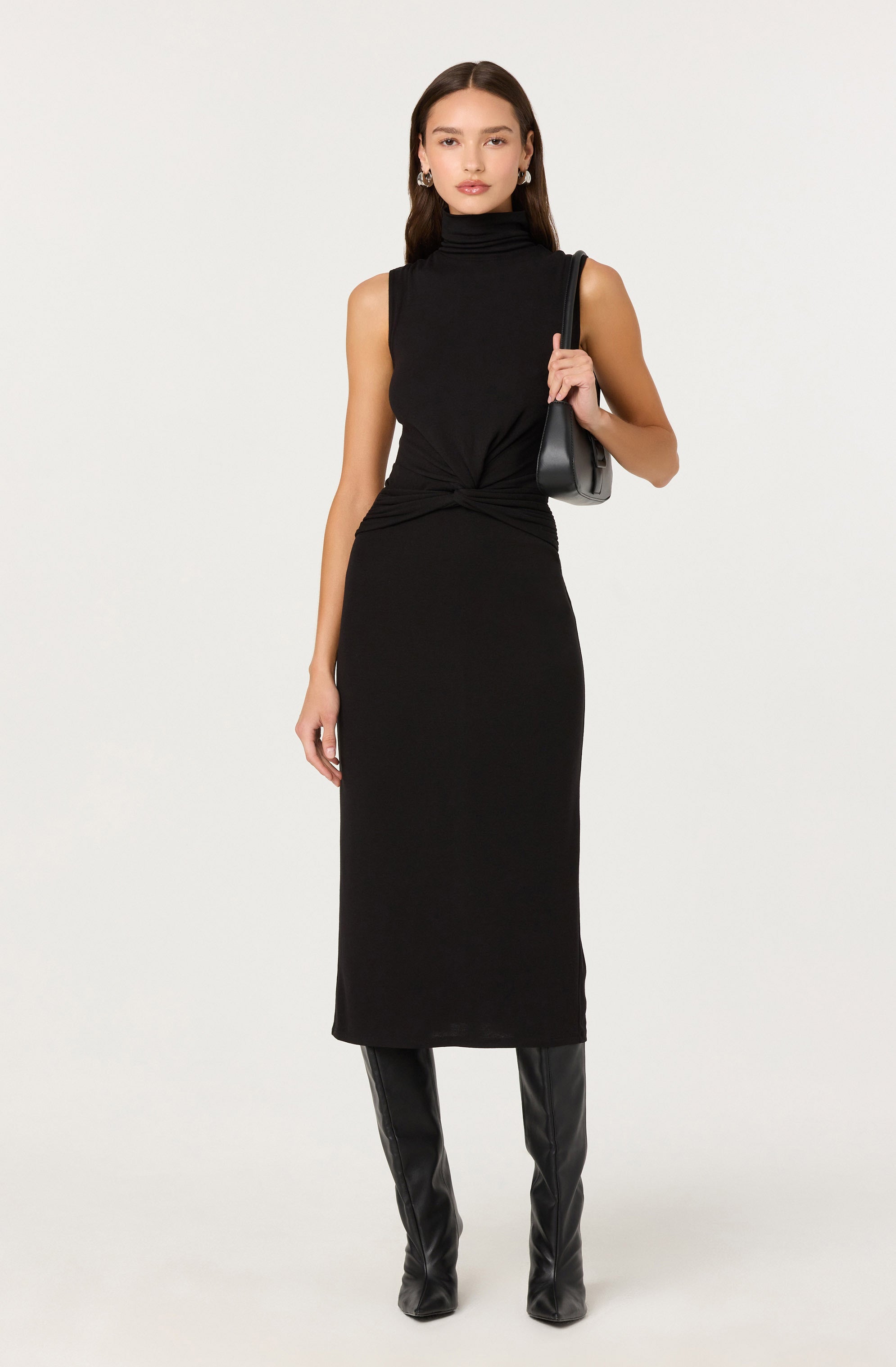 Riana Turtleneck Twist Front Maxi Dress
