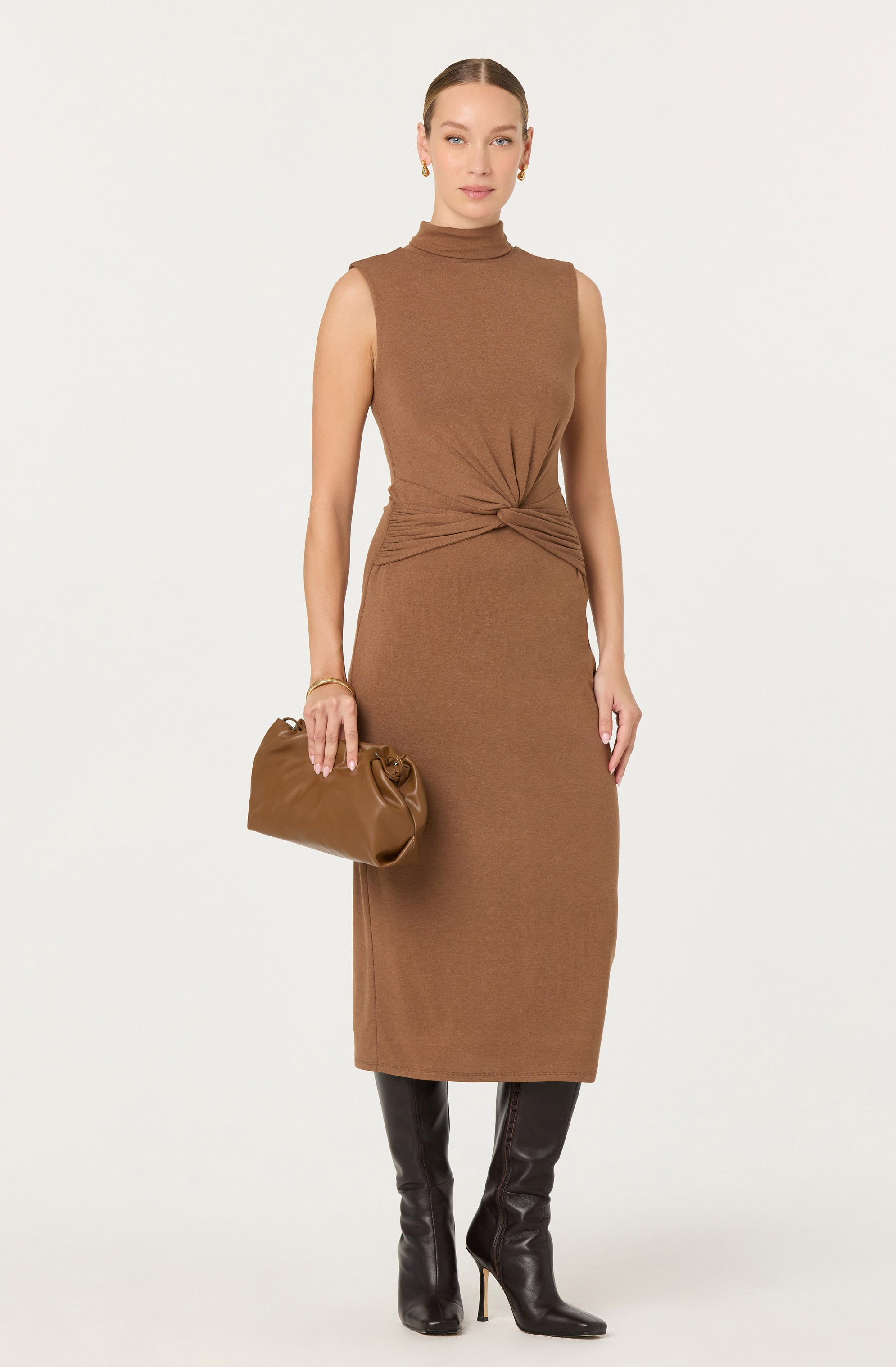 Riana Turtleneck Twist Front Maxi Dress