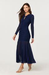 Yasmine Ruched Long Sleeve Maxi Dress
