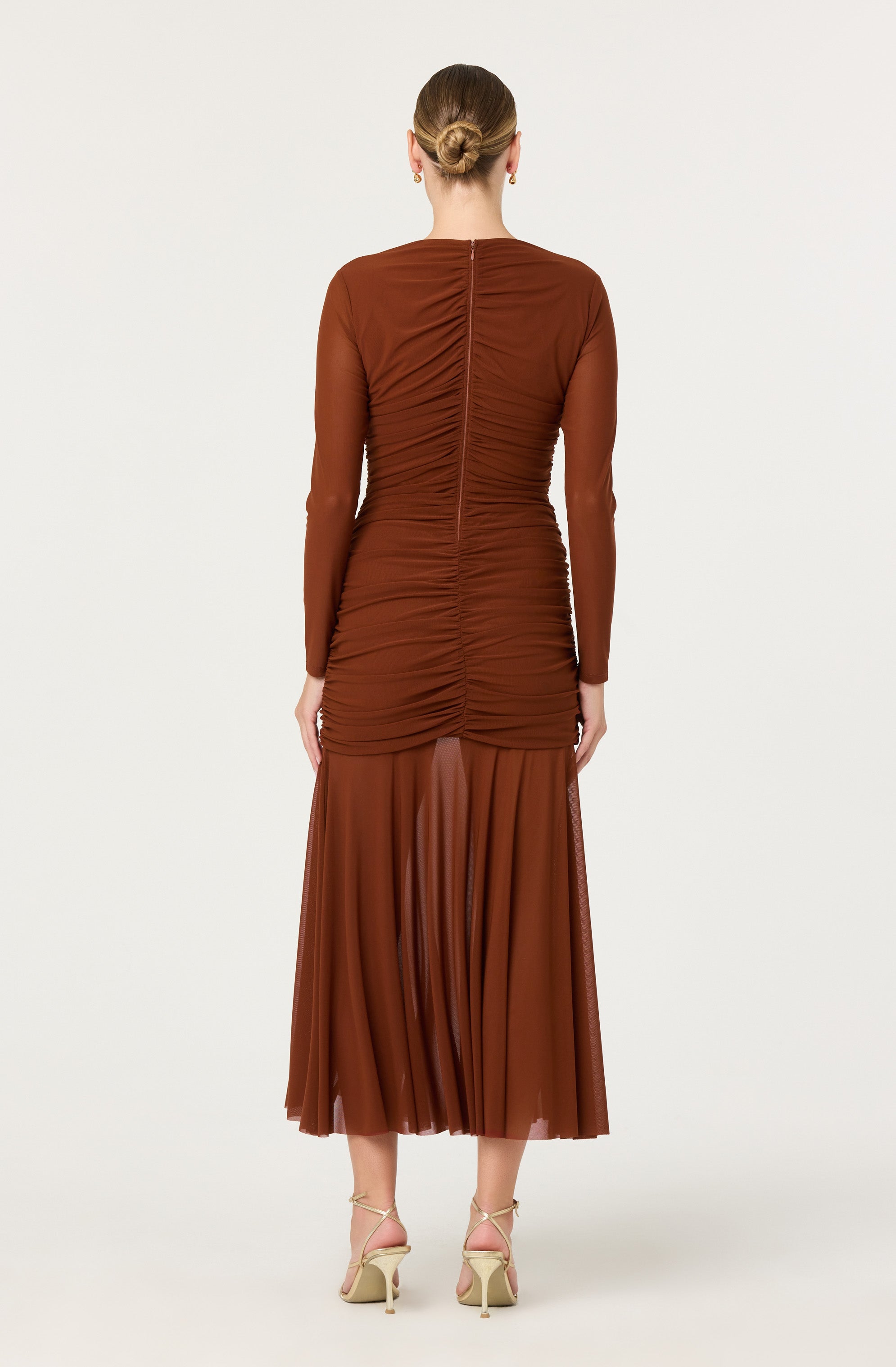 Yasmine Ruched Long Sleeve Maxi Dress