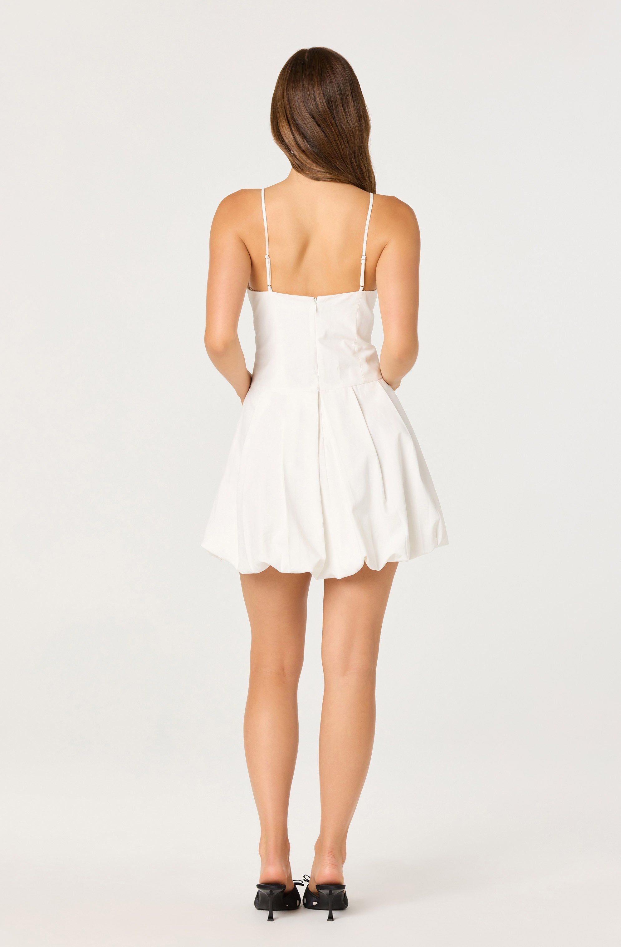 Tionna Bow-Detail Apron Neck Bubble Mini Dress