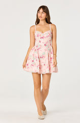 Birdie Floral Eyelet Sweetheart Mini Dress